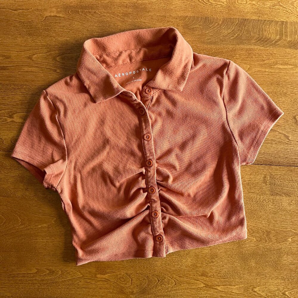 Aeropostale terracotta orange baby polo tee L (runs small)